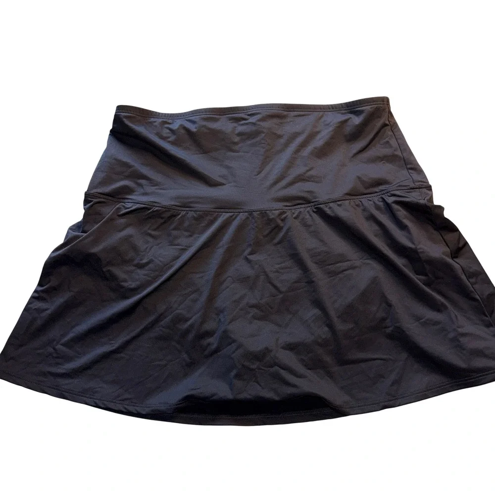 Lands' End Swim Skirt 22W Black Built-in Brief Modest Plus Size Swimsuit Bottom
